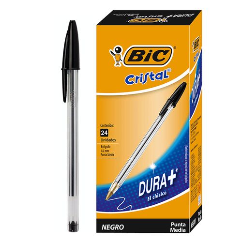 Bolígrafo Bic Cristal, Negro, Punta Media, 1.0mm