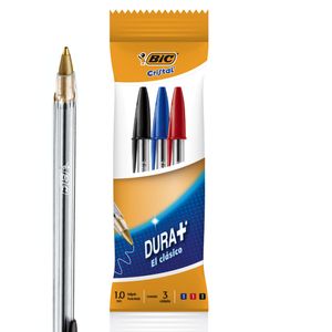 Set 3 Plumas Bic Cristal, Punta Media, Colores Surtidos, 500206