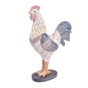 Adorno Figura Gallo, Resina, 34x24cm, Blanco, GS-110514-1