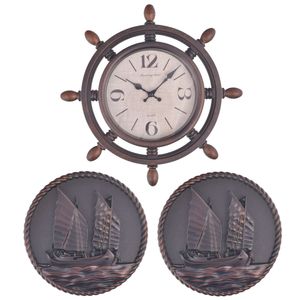 Reloj de Pared, 33 y 23cm, Cobre Oscuro, 3 Piezas, ES24891