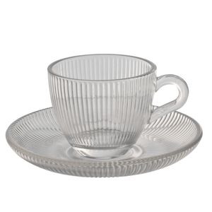 Taza c \ plato vidrio x4 pz. ref:xh017