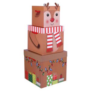 Caja de regalo carton nav set x 3 .ref:san2019 \ nb-004 (25x25x25cm)