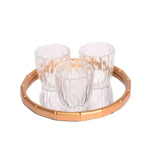 Candelabro, 3 Piezas, Con Bandeja Redonda, 24x9cm, ES21603