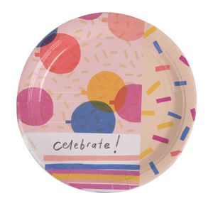 Plato desechable carton confetti x6 pz.ref:hm-conf-p9 9