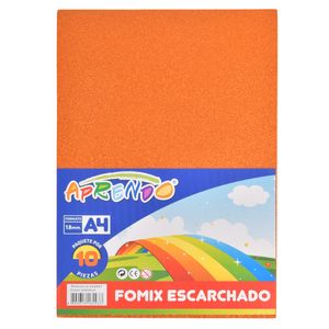 Fomix Escarchado Aprendo, A4, 10 Pza, Naranja, AG003 GL-EVA-003