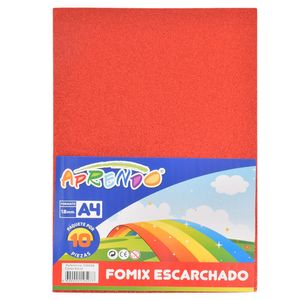 Fomix Escarchado Aprendo, A4, 10 Pza, Rojo, GL-EVA-002 SK-GL002
