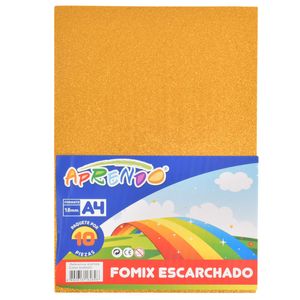 Fomix Escarchado Aprendo, A4, 10 Pza, Dorado, AGF008 JF-008