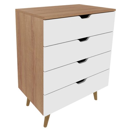 Comoda Tecnombili, 4 Cajones, Nogal, Blanco, 40x68x92cm, cm8026.0002