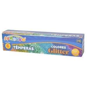 Tempera aprendo glitter x6 colores