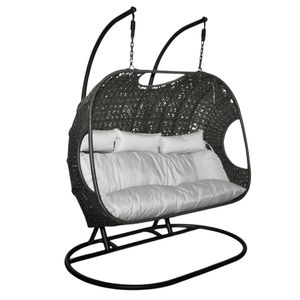 Hamaca Colgante, Tres asientos, Gris con Negro, 105x166x186cm, jyf18153