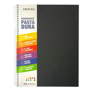 Cuaderno Pasta Dura Ideal, Negro, 100 Hojas Cuadro, 20987
