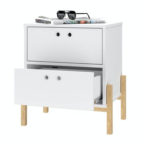 Velador Brv, 2 Cajones, Blanco, 35x50x54.5cm, BCR 11-157