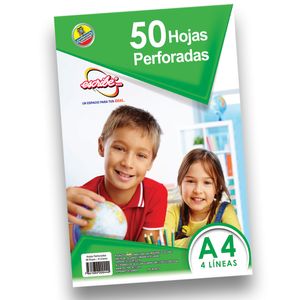 Hoja perforada a4 4l x50 hojas ref:200440