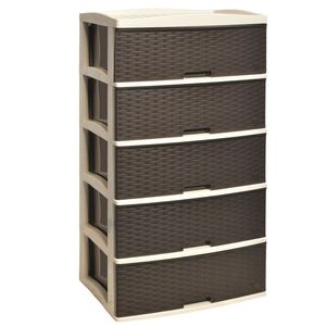 Comoda plast.rey kusi ratan marrón \ beige cmx067800 5 pisos