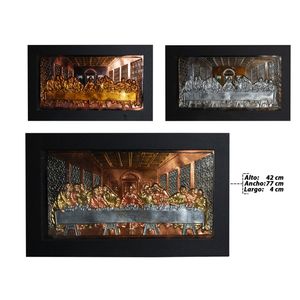 Cuadro cena religioso c \ vidrio surt.(74x41cm)