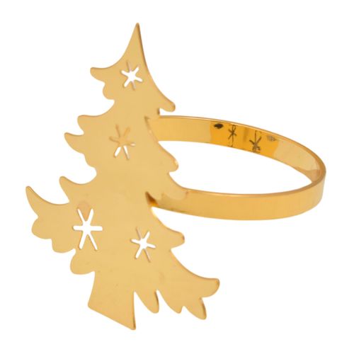Porta Servilleta Navideña, Árbol, Dorado, 6Cm, Es27629