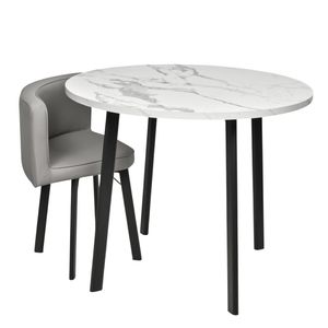 Juego comedor (mesa mdf+4 sillas cuero pu)san5469 (90x90x75cm)