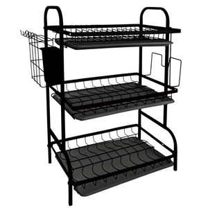 Platera metalica 3 pisos negro san5465 (42x23.5x60cm)