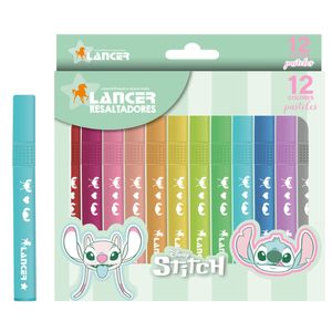 Resaltador stitch x12 col pasteles ref:sh.rs.disst201