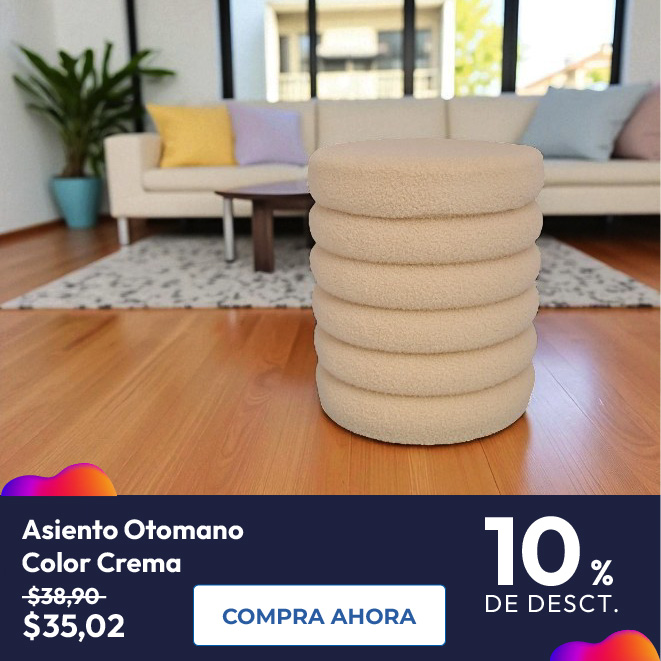 Asiento Otomano Home Life, Color Crema