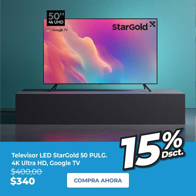 Televisor LED StarGold 50 Pulgadas, 4K Ultra HD, Google TV