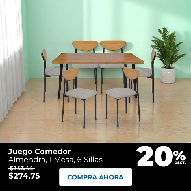 Juego Comedor, Almendra, 1 Mesa, 6 Sillas