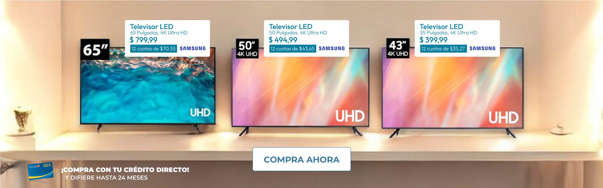 Televisores Samsung desde $399.99